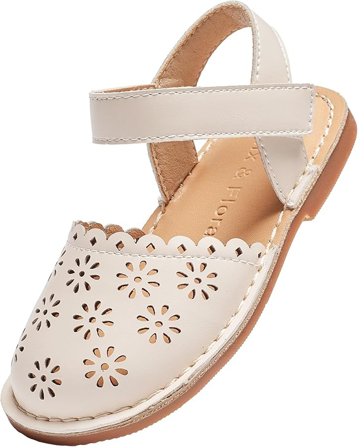 Felix & Flora Toddler Girls Sandals Soft Rubber Princess Flat Shoes Summer Flower Girl Shoes | Amazon (US)
