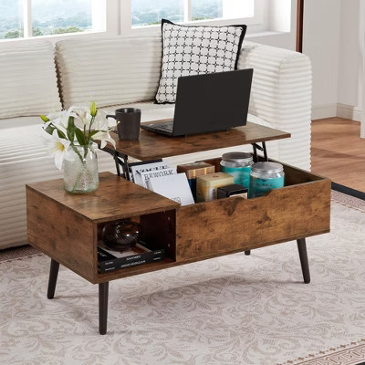 39" Lift-Top Coffee Table – Brown Wood, Hidden Storage | Target