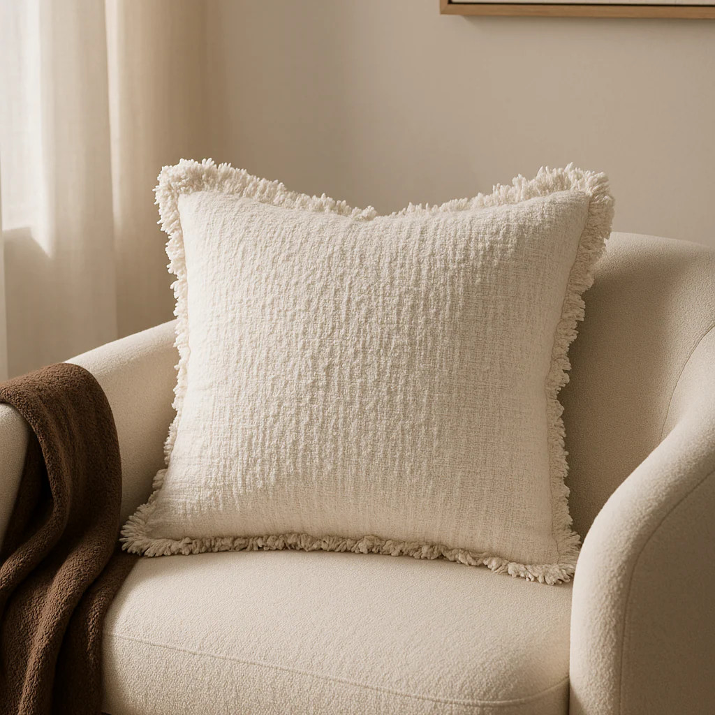 Marseille Pillow, Ivory Boucl\u00e9 | Pepper + Vetiver
