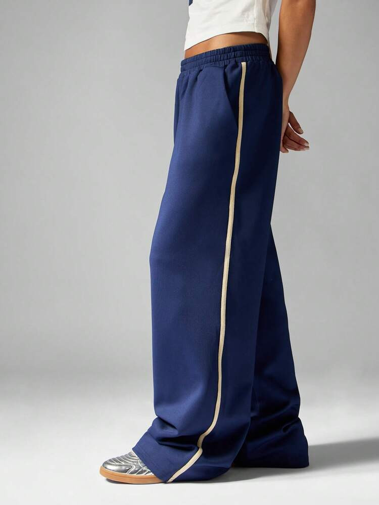 MISSGUIDED Wide Leg Lounge Pants Retro Track Style Comfortable Relaxed Fit Athleisure Bottoms Win... | SHEIN