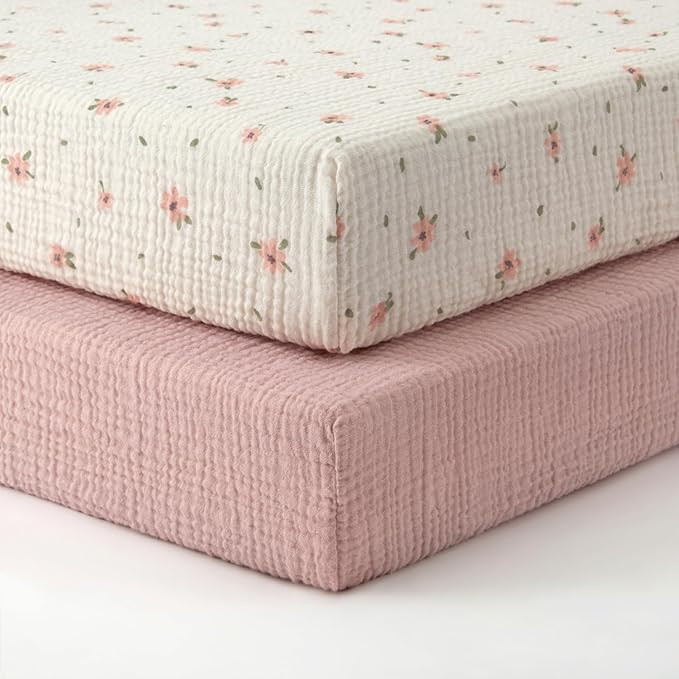 Blissful Diary Muslin Crib Sheets for Girl Boy, Boho Neutral Soft Cotton Baby Sheet for 52''x28''... | Amazon (US)