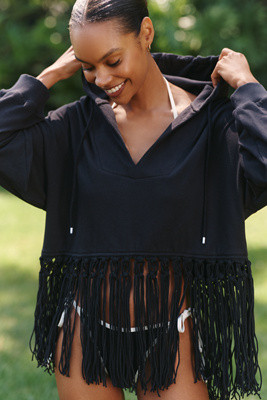Celandine Macrame Fringe Sweatshirt | Anthropologie (US)