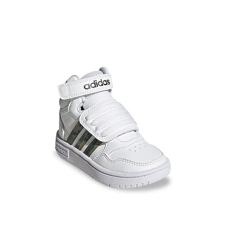 adidas Hoops Mid 3.0 Sneaker Kids' | Boy's | White/Green Camouflage | Size 5 Toddler | Athletic | Sn | DSW