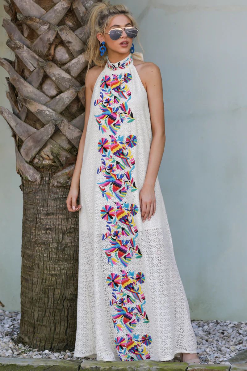 Flock To It Cream Embroidered Maxi Dress | Red Dress 