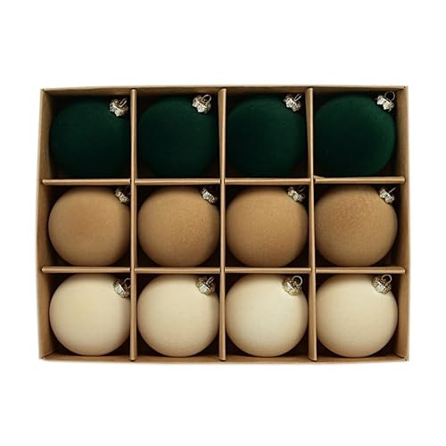 ChYoung 12pcs Velvet Christmas Ornaments Balls - 2.4 inch Large Flocked Baubles Hanging Set for Christmas Tree Decor | Amazon (US)