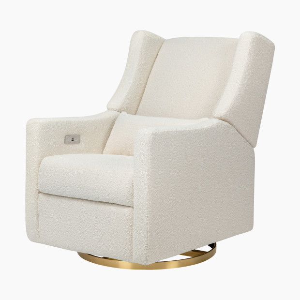babyletto Kiwi Electronic Recliner and Swivel Glider in Ivory Boucle/Gold Base | Repreve | Babylist