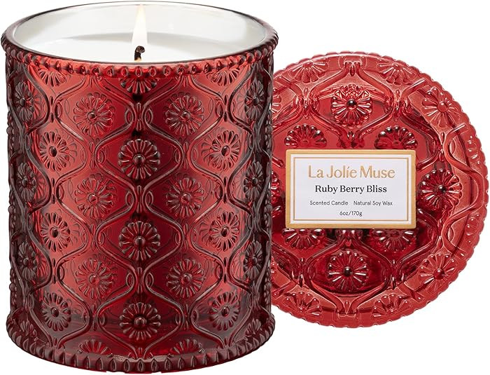 LA JOLIE MUSE Ruby Berry Bliss Christmas Candle | Mandarin, Cranberry & Plum | 6 oz Festive Candl... | Amazon (US)
