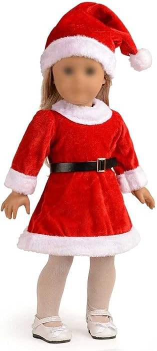Doll Clothes 18 inch Santa Christmas Dress Outfit Fits 18 Inches Dolls (Dress, Hat, Blet, Stockin... | Amazon (US)