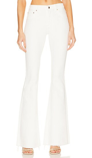 Moore Mid Rise Flare Jean in Washed White | Revolve Clothing (Global)