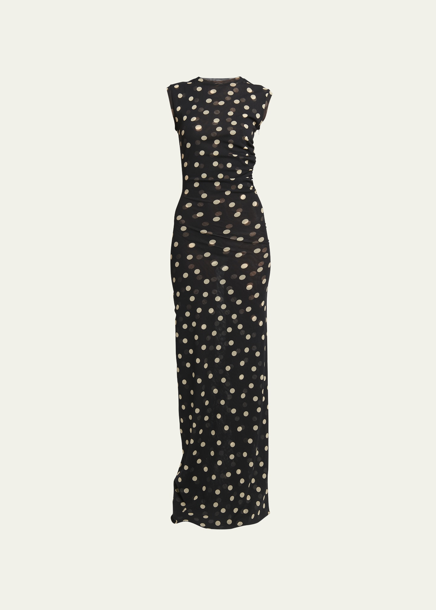 Stella McCartney Polka Dot Ruched Long Column Jersey Dress | Bergdorf Goodman