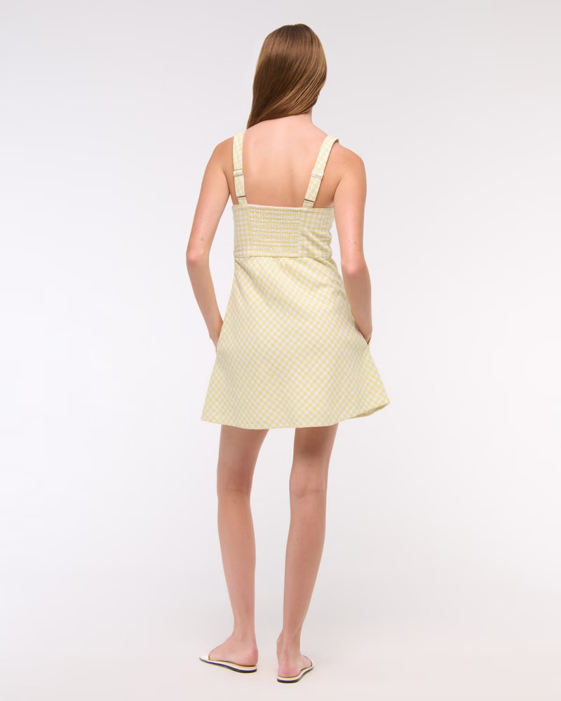 V-Neck Linen-Blend Mini Dress | Abercrombie & Fitch (US)