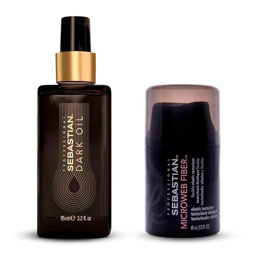Sebastian Professional Sleek & Slick Cocktail Set Dark Oil Lightweight Hair Styling Oil, 3.2 oz + Sebastian Microweb Fiber Flexible Elastic Texturizer, 1.5 oz | Nourishing Oils + Flexible Texture | Amazon (US)