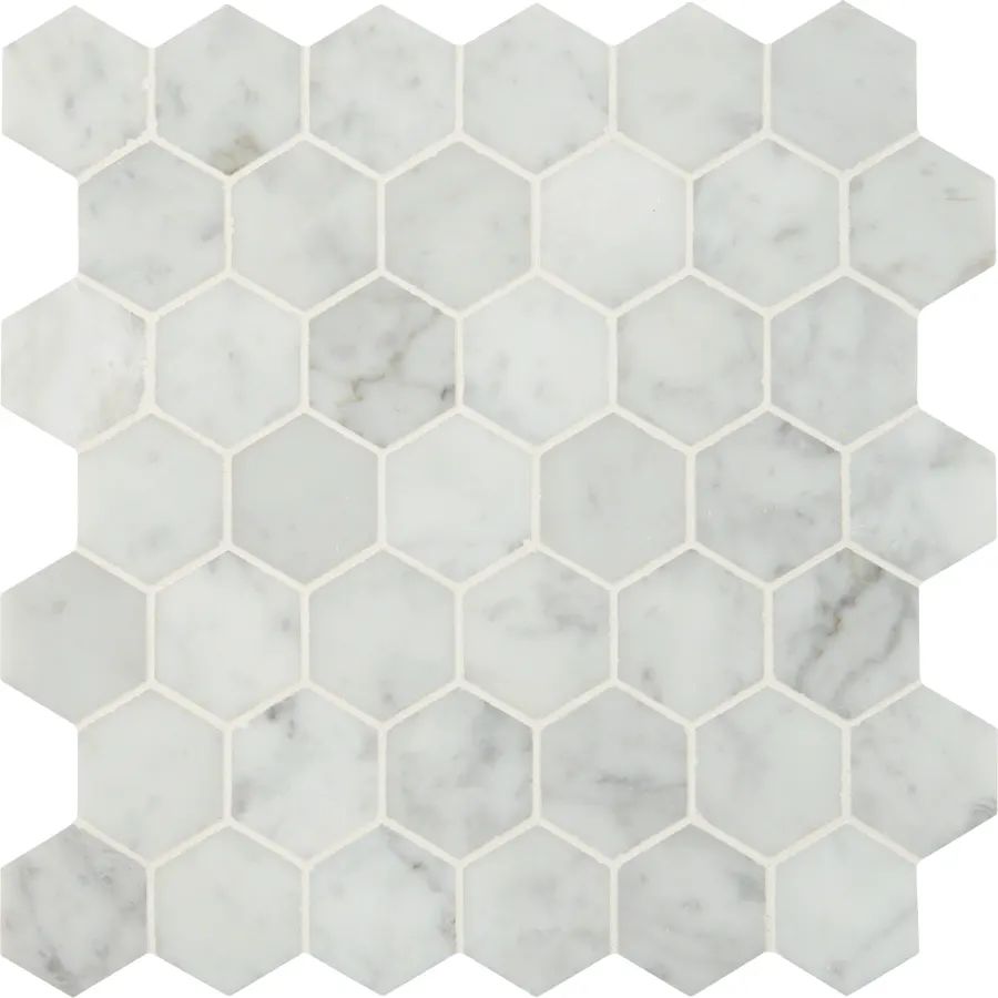 Carrara White - 2" x 2" Hexagon Mosaic Tile - Polished Marble Visual - Sold by Carton (9.8 SF/Car... | Build.com, Inc.