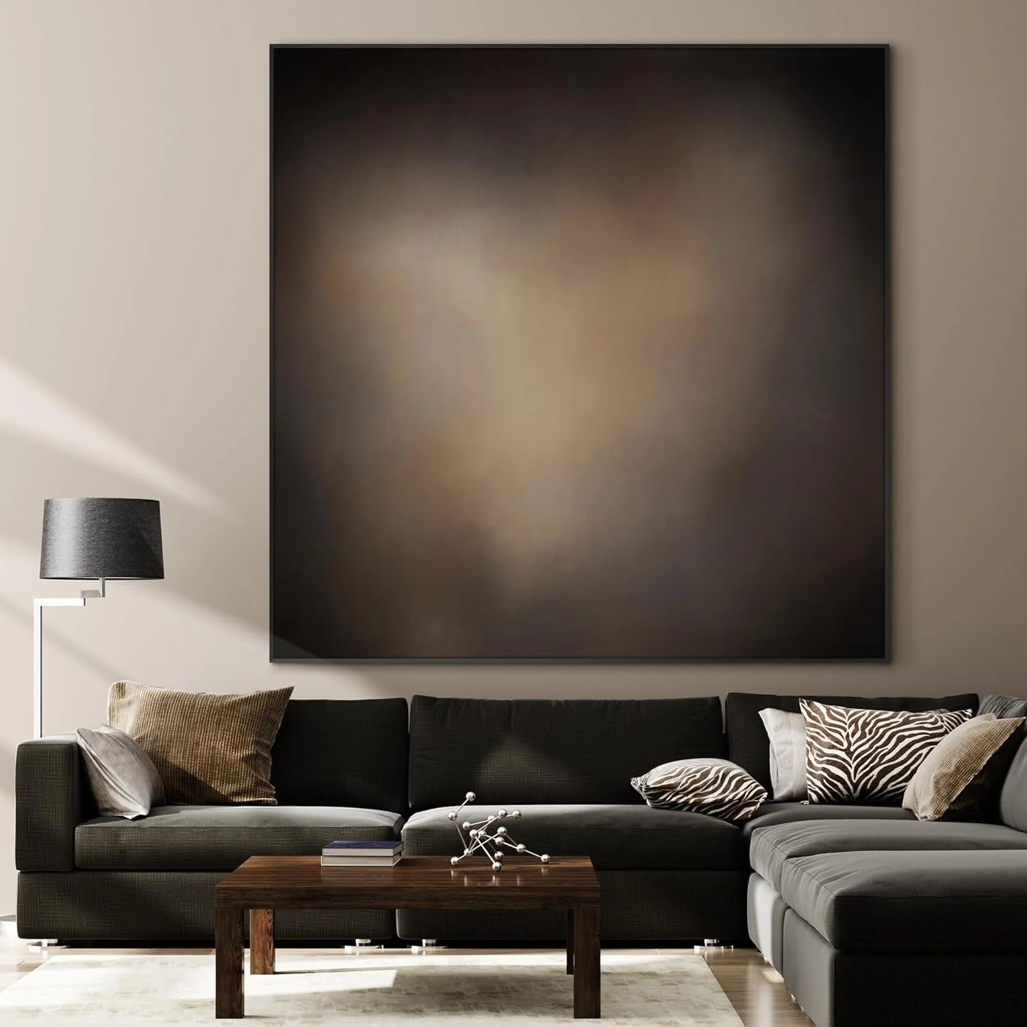 60"x60" XL Framed Wall Art - Moody Brown and Black Toned Abstract Design (Frame Assembly Required... | Walmart (US)
