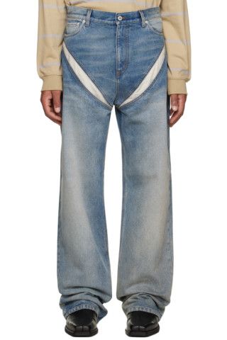 Blue Cutout Jeans | SSENSE