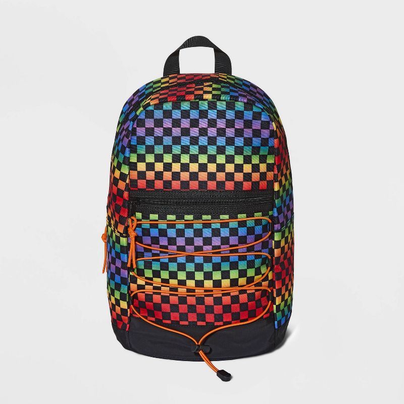 Kids' Rainbow Checkered Backpack - art class™ Black | Target