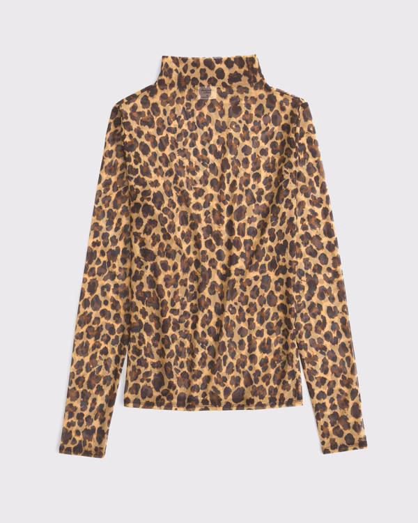 Long-Sleeve Mesh Mockneck Top | Abercrombie & Fitch (US)