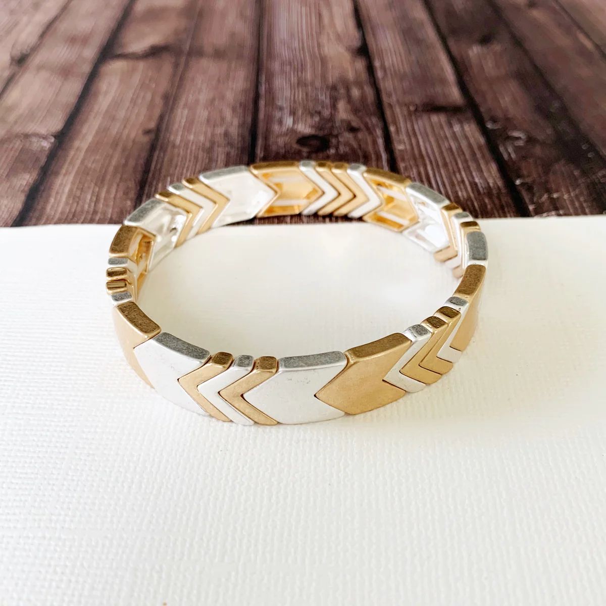 Boutique Bracelet Collection :: Lucy Mixed Metals Chevron Tile Bracelet | Baubles & Bits