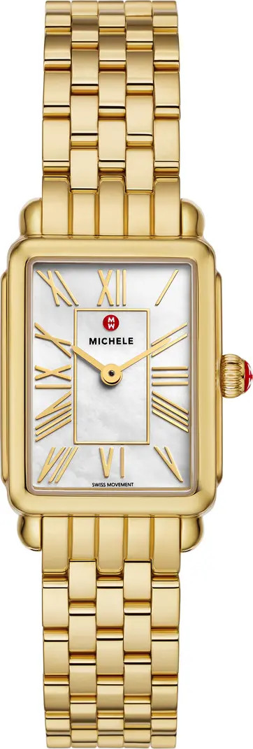 MICHELE Deco Park Mother-of-Pearl Bracelet Watch, 23mm x 29mm | Nordstrom | Nordstrom