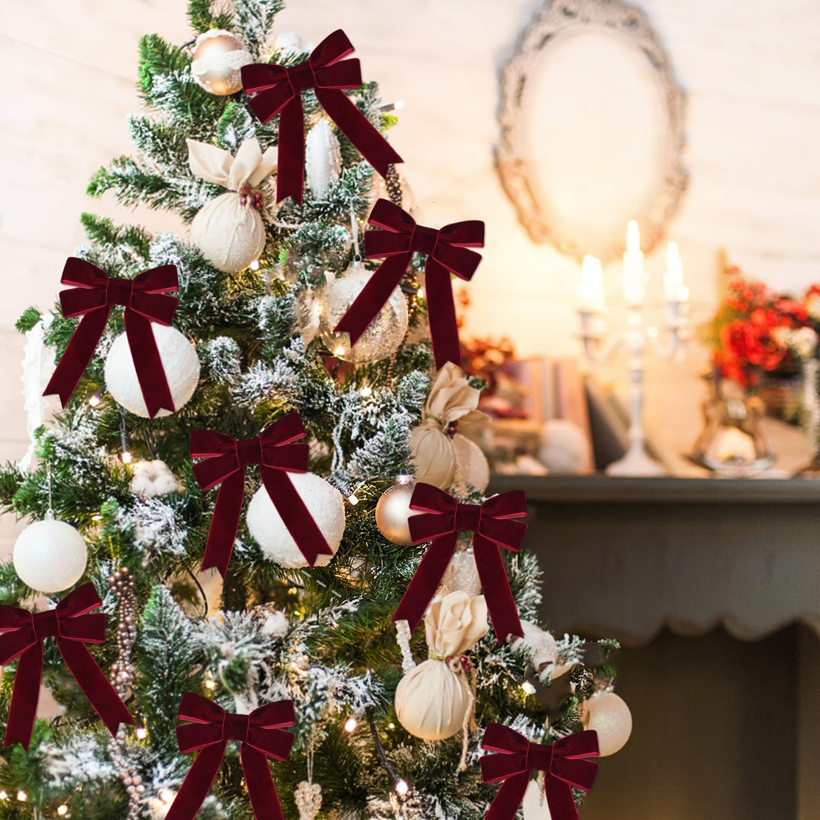 10 Yards Burgundy Velvet Ribbon 1 Inch for Christmas Tree,Dark Red Velvet Christmas Ribbon for Gi... | Amazon (US)