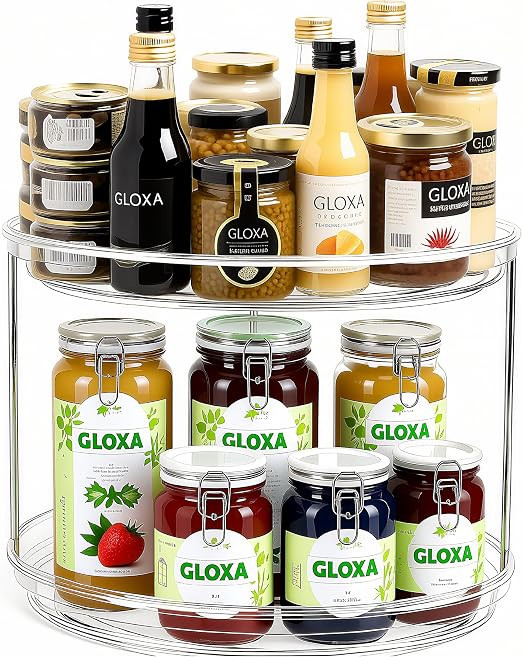 2 Tier Lazy Susan Turntable Organizer for Cabinet, 9.25'' Rotating Spice Rack Organization for Ki... | Amazon (US)