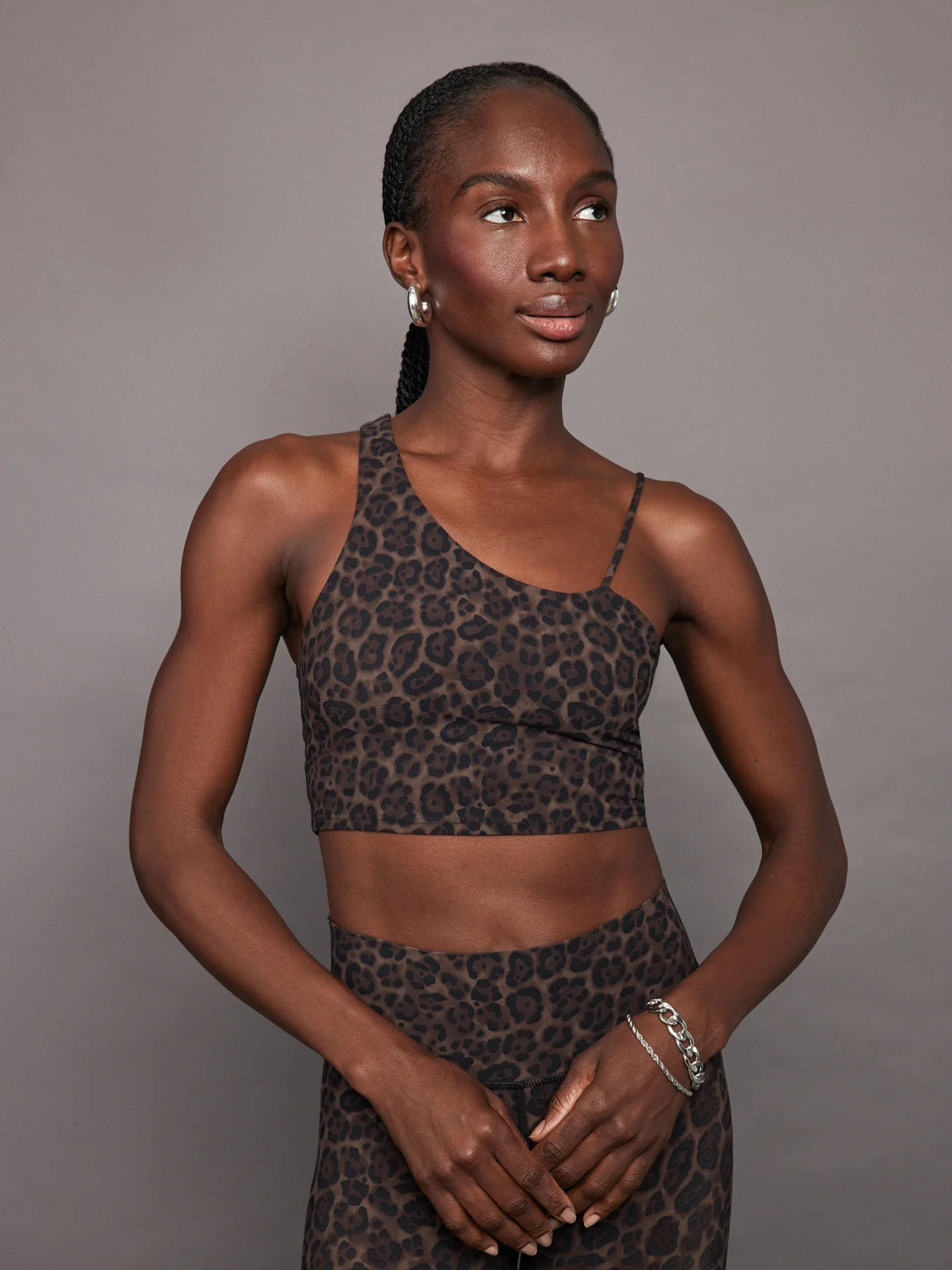 One Shoulder Convertible Bra Top - Leopard Print | Carbon38