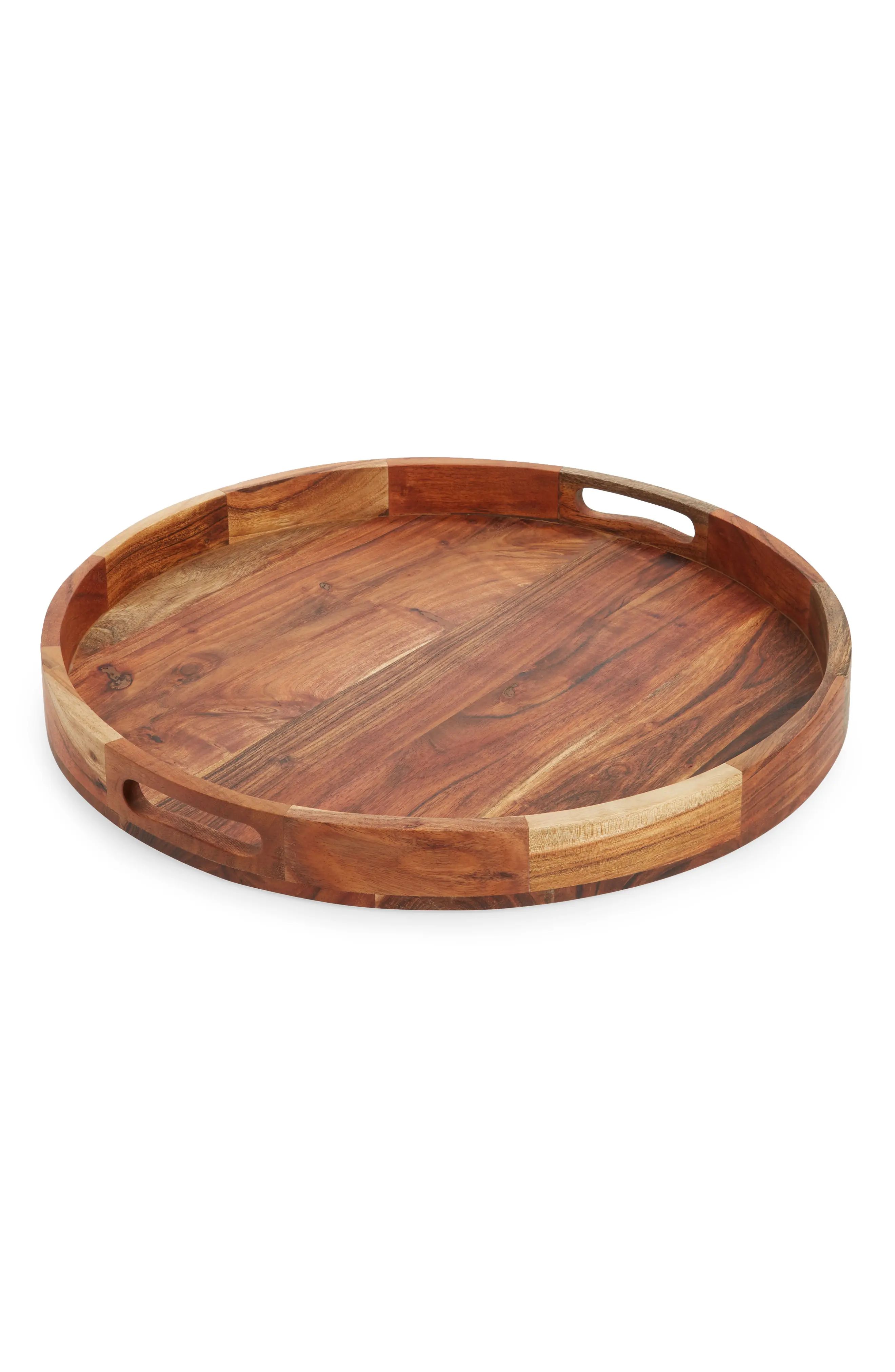 Nordstrom At Home Large Round Acacia Wood Serving Tray, Size One Size - Brown | Nordstrom