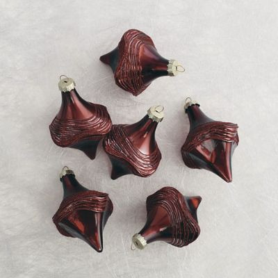Ruby Ornate Ornaments Set of Six with Handpainted Detail & Ribbon | Frontgate