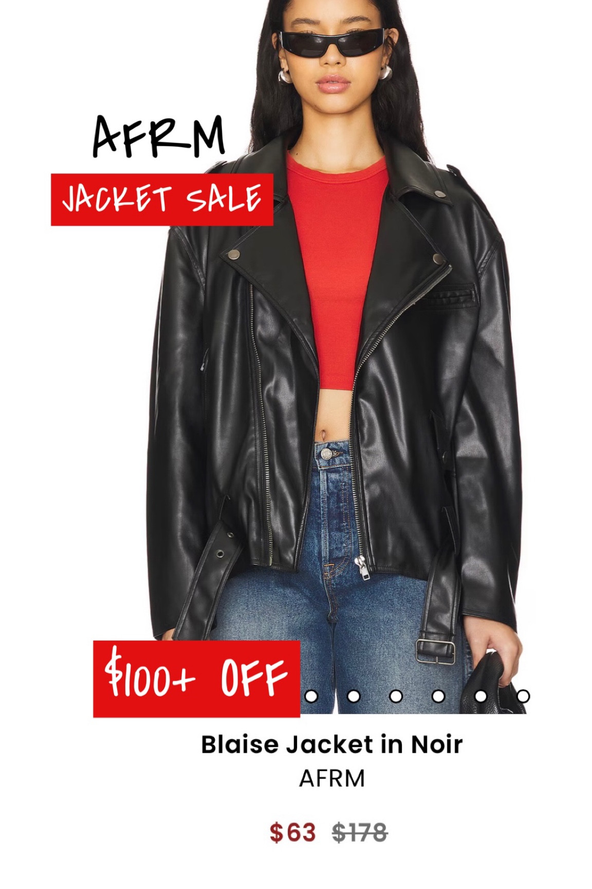 AFRM faux leather jacket sale
oversized fit but I still take a medium 

#LTKSeasonal #LTKStyleTip #LTKFindsUnder100