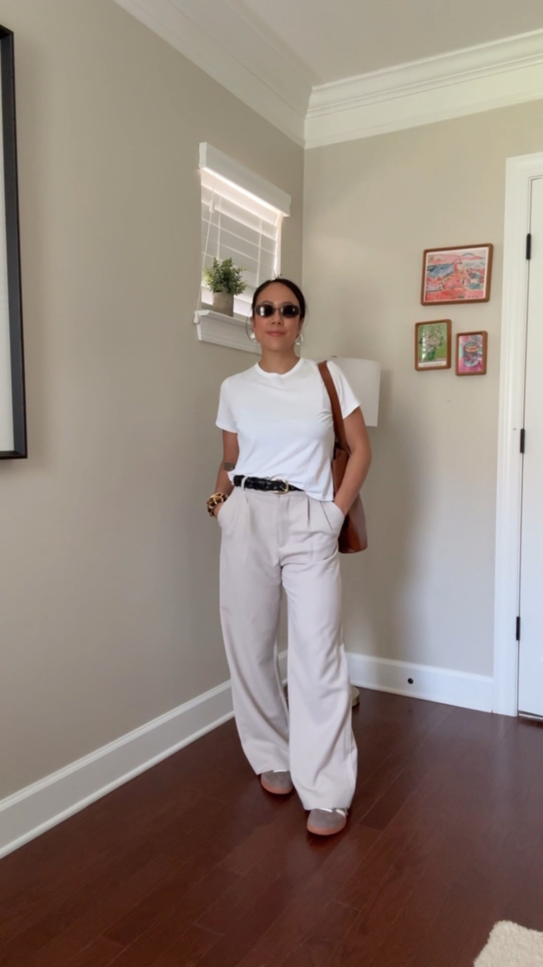I’m wearing size 26 short in the tailored pants. Size small tee. The trench from Oak + Fort is XS, and it’s still an oversized fit. Some people say you should size down 2 sizes in the coat but it depends on what like of fit you want. 

#LTKStyleTip #LTKPetite #LTKSeasonal