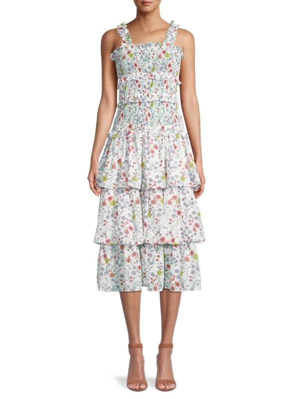 Floral-Print Smocked & Tiered Dress | Saks Fifth Avenue OFF 5TH