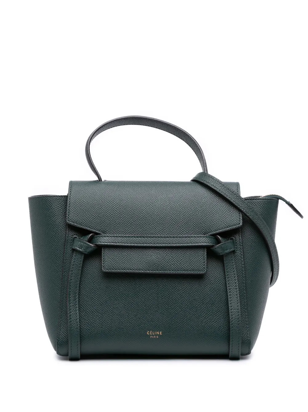 Celine Pre-Owned 2018 Nano Grained Calfskin Belt Bag satchel - Green | Farfetch Global