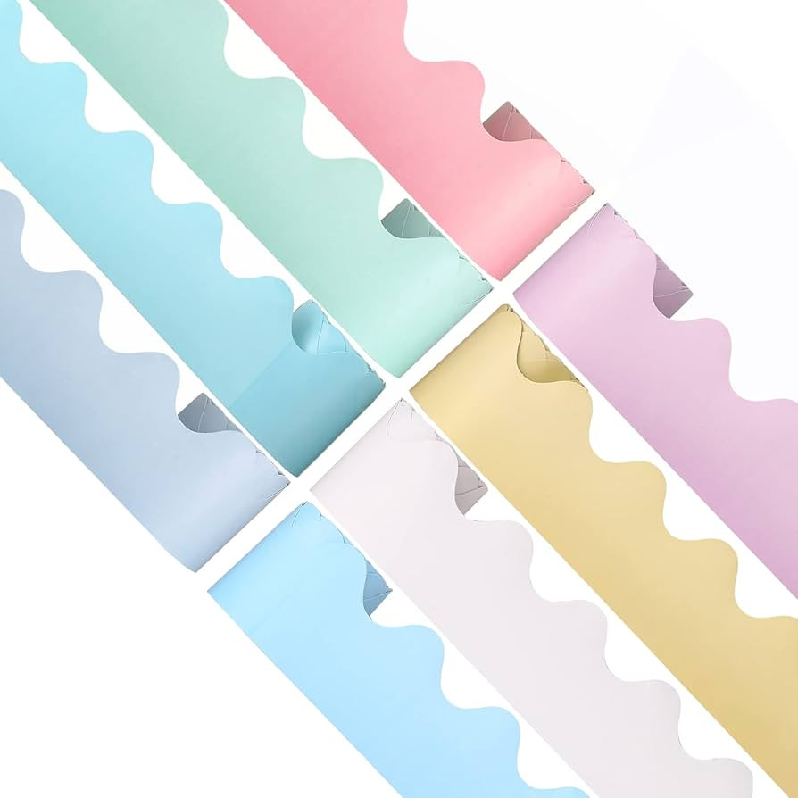 8 Rolls Scalloped Bulletin Board Borders Set Multicolor Rolled Borders Trim Bulletin Board Decora... | Amazon (US)