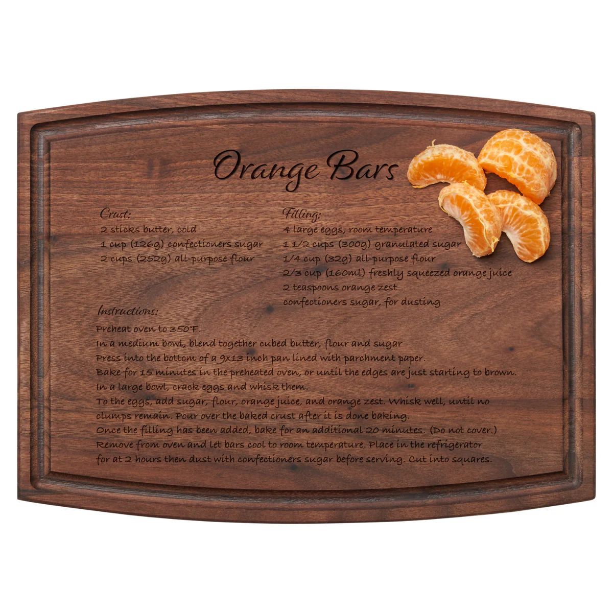 Engraved Recipe Arched Artisan Black Walnut Board | 12 x 9 | Sophistiplate