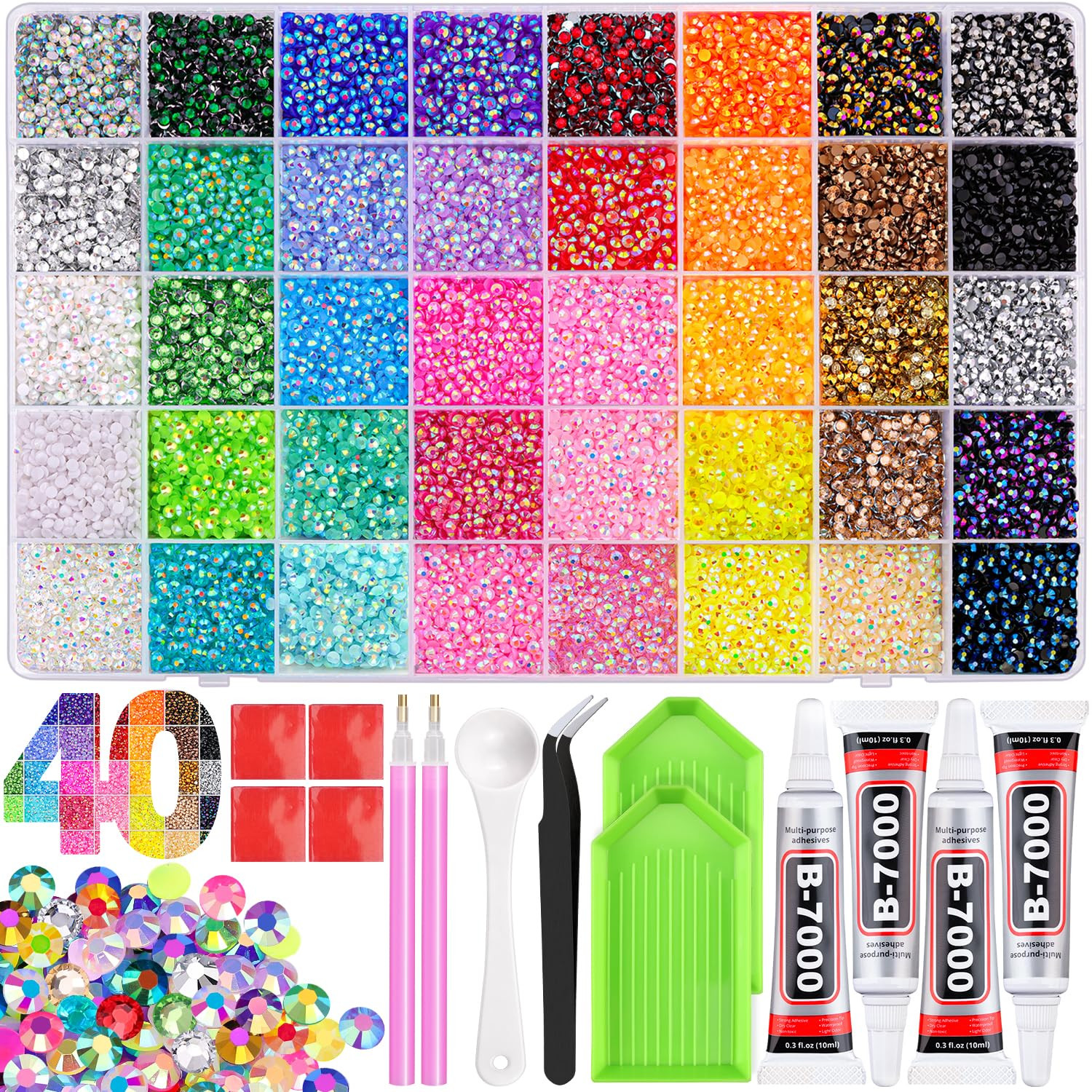 50000Pcs 3mm Jelly Rhinestones Bedazzling Kit | Amazon (US)