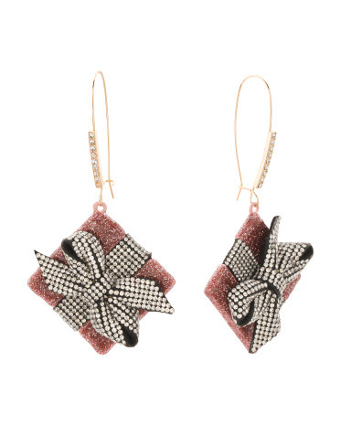 Crystal Bow Gift Box Earrings | TJ Maxx