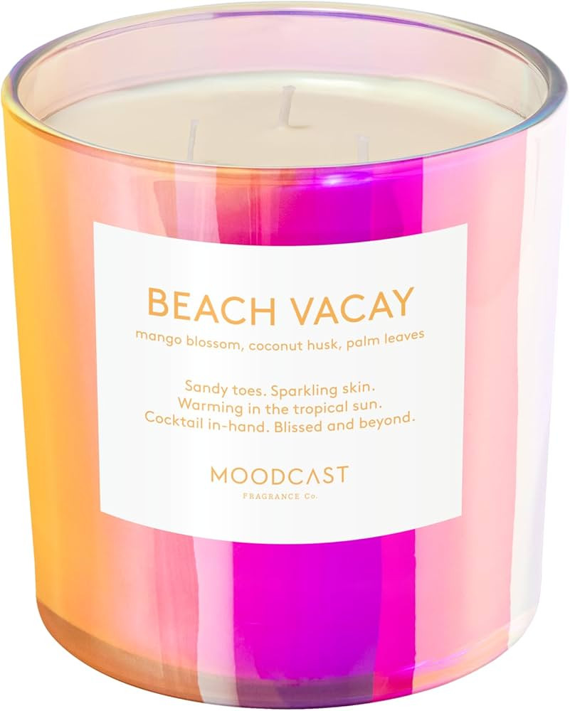 Moodcast Beach Vacay 3 Wick Scented Candle - Large Aesthetic Candle for Home, Mango Blossom, Coco... | Amazon (US)