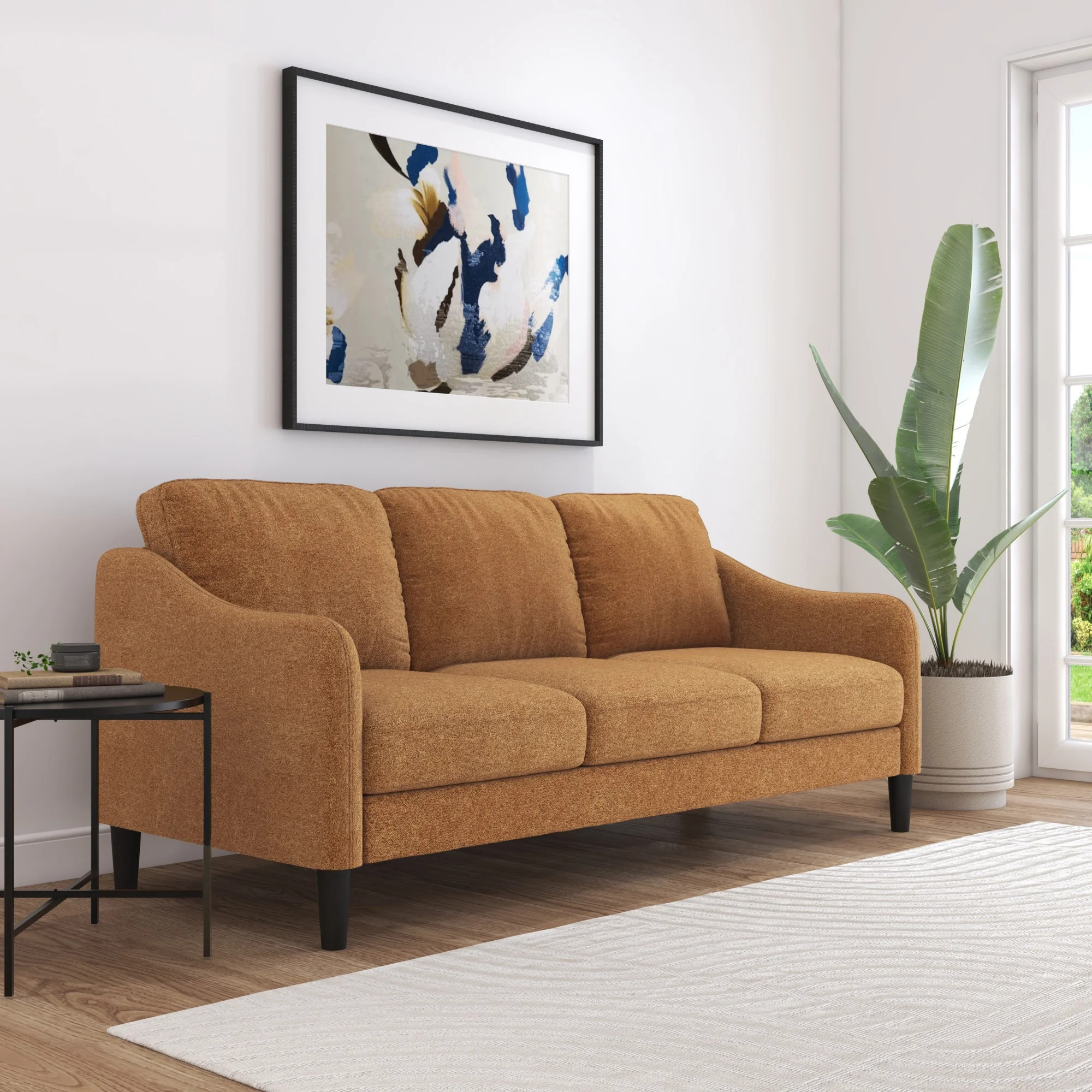Mainstays Westley Swoop Arm Sofa, Burnt Orange | Walmart (US)