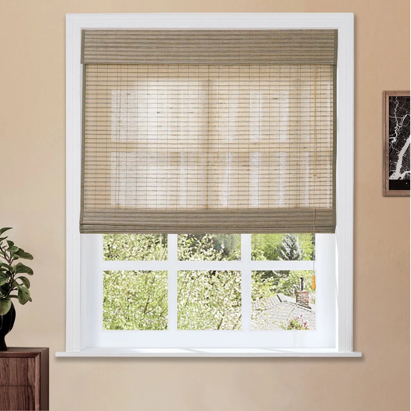 Natural Flax Bamboo Woven Shade - Taupe | TWOPAGES