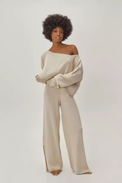 Petite Slouchy Sweater and Wide Leg Pants Set | Nasty Gal (US)