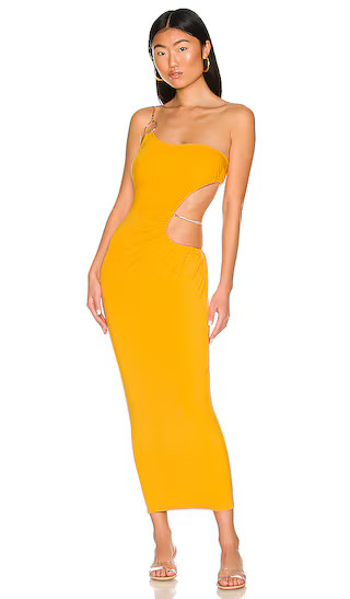Snake Chain Cut Out Maxi Dress in Tangerine | Revolve Clothing (Global)