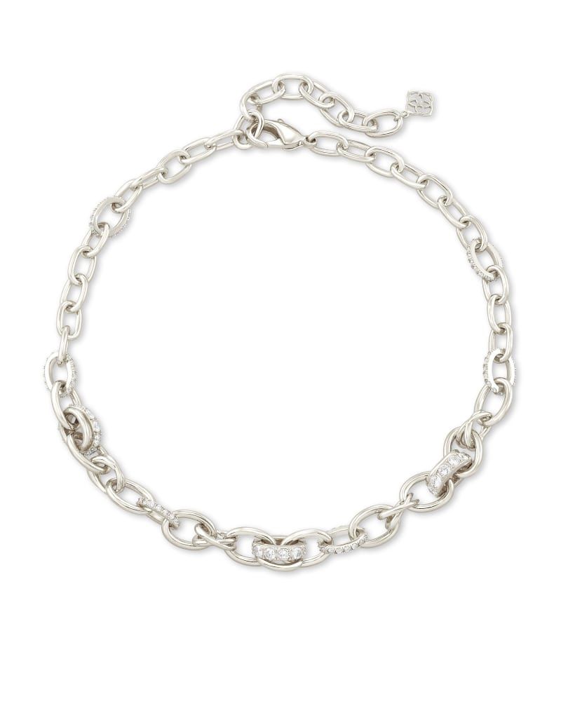 Livy Silver Chain Necklace in White Crystal | Kendra Scott