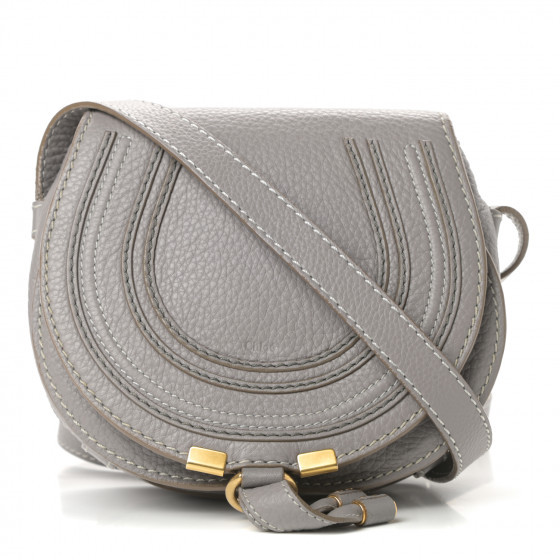 CHLOE Calfskin Mini Marcie Round Crossbody Bag Cashmere Grey | Fashionphile