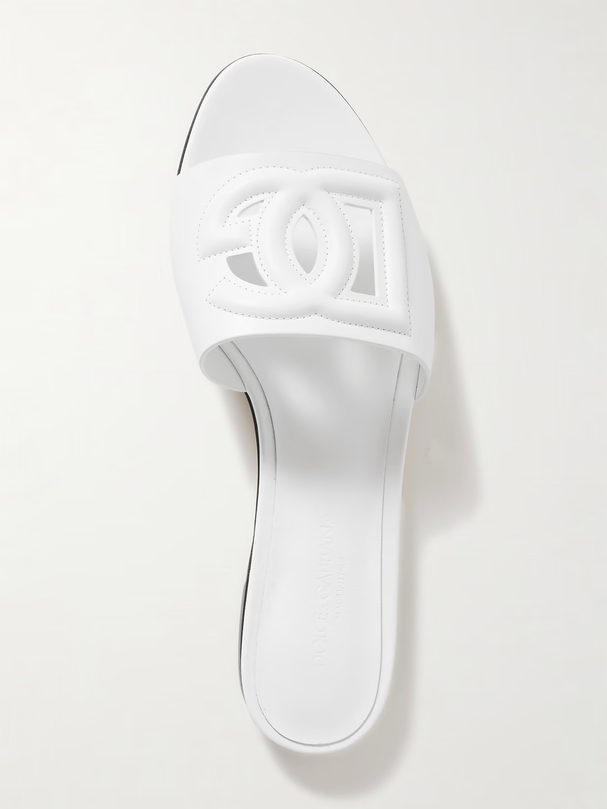 Dolce & Gabbana - Bianca Cutout Leather Slides - White | NET-A-PORTER (US)