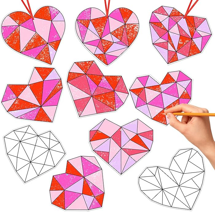 BeYumi 83Pcs Color Your Own Valentine's Day Heart Kit for Kids DIY Coloring Craft Kit Coloring Va... | Amazon (US)