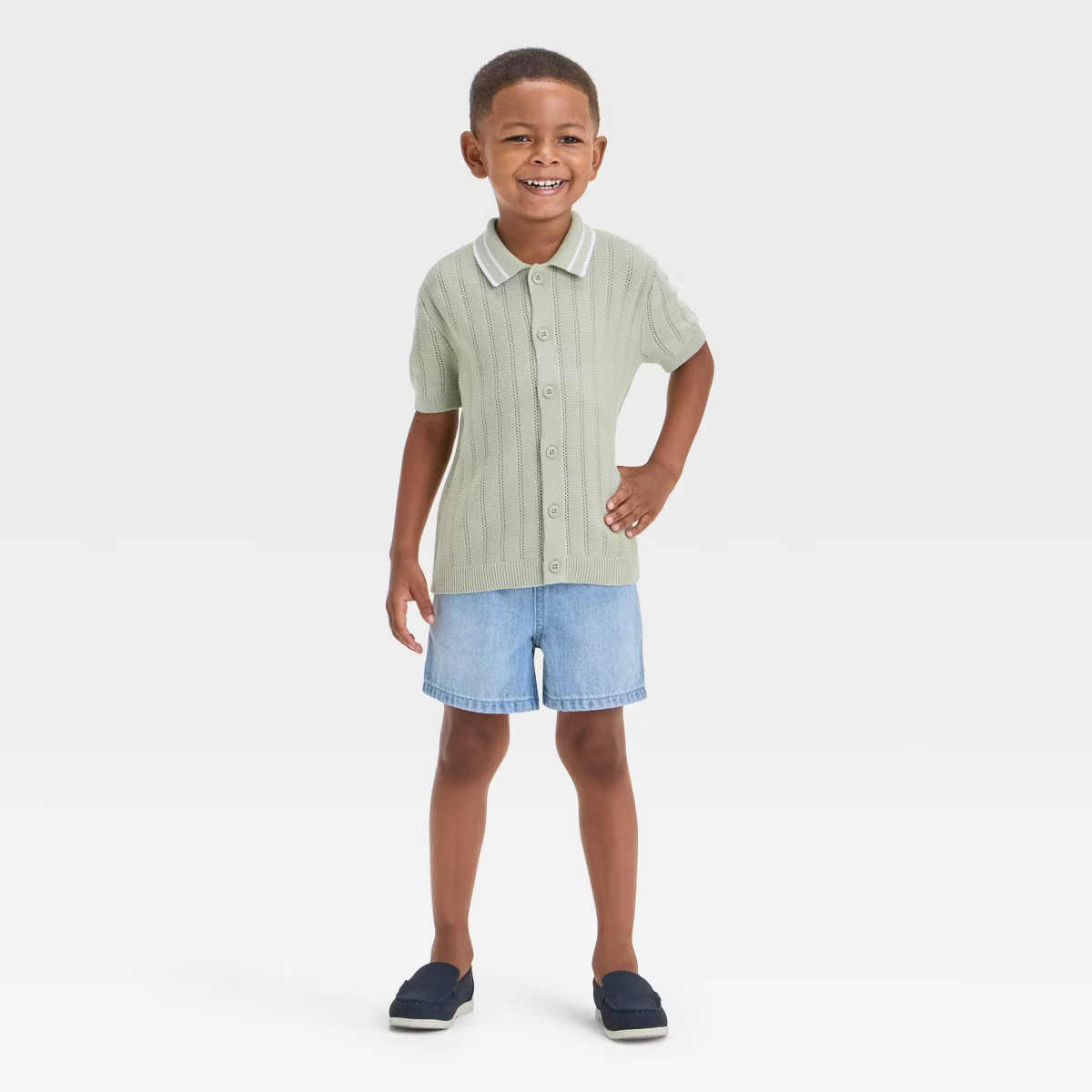 Toddler Boys' Button-Up Polo Sweater - Cat & Jack™ Olive Green | Target