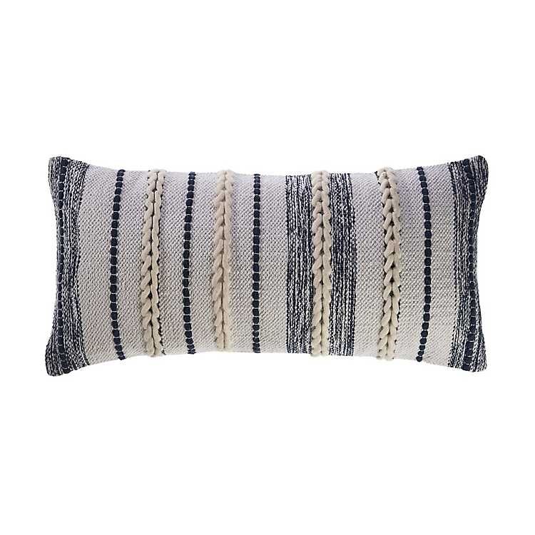 Navy and White Braided Accent Pillow | Kirkland's Home