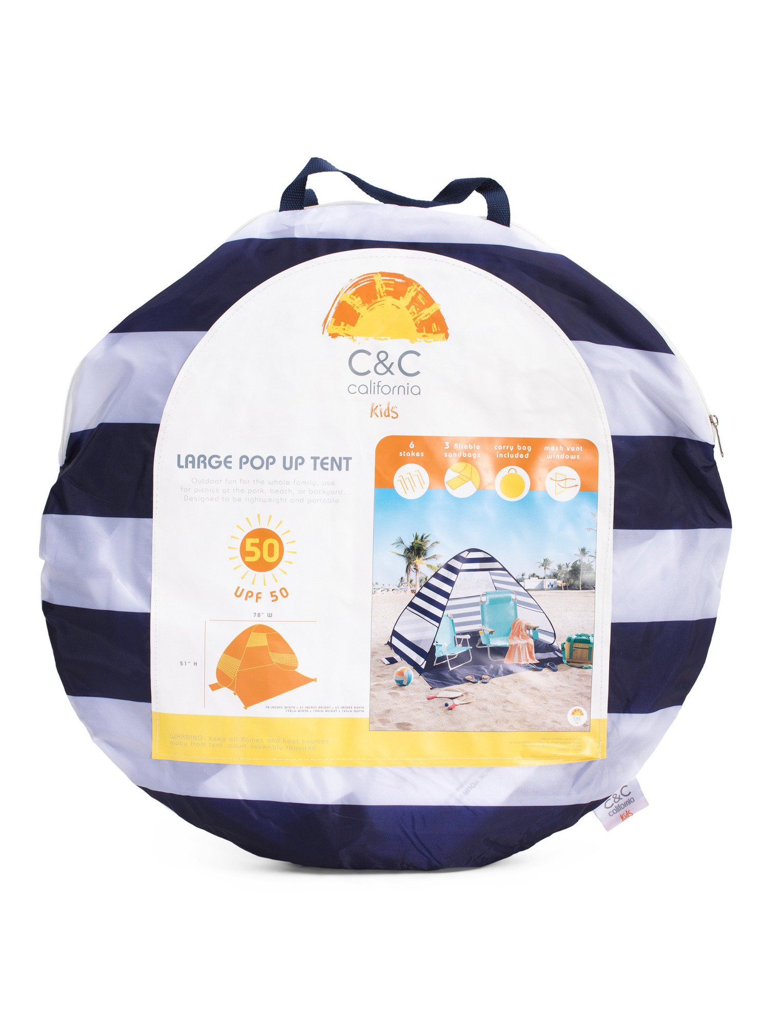 Cabana Striped Large Pop Up Sunshade | Marshalls