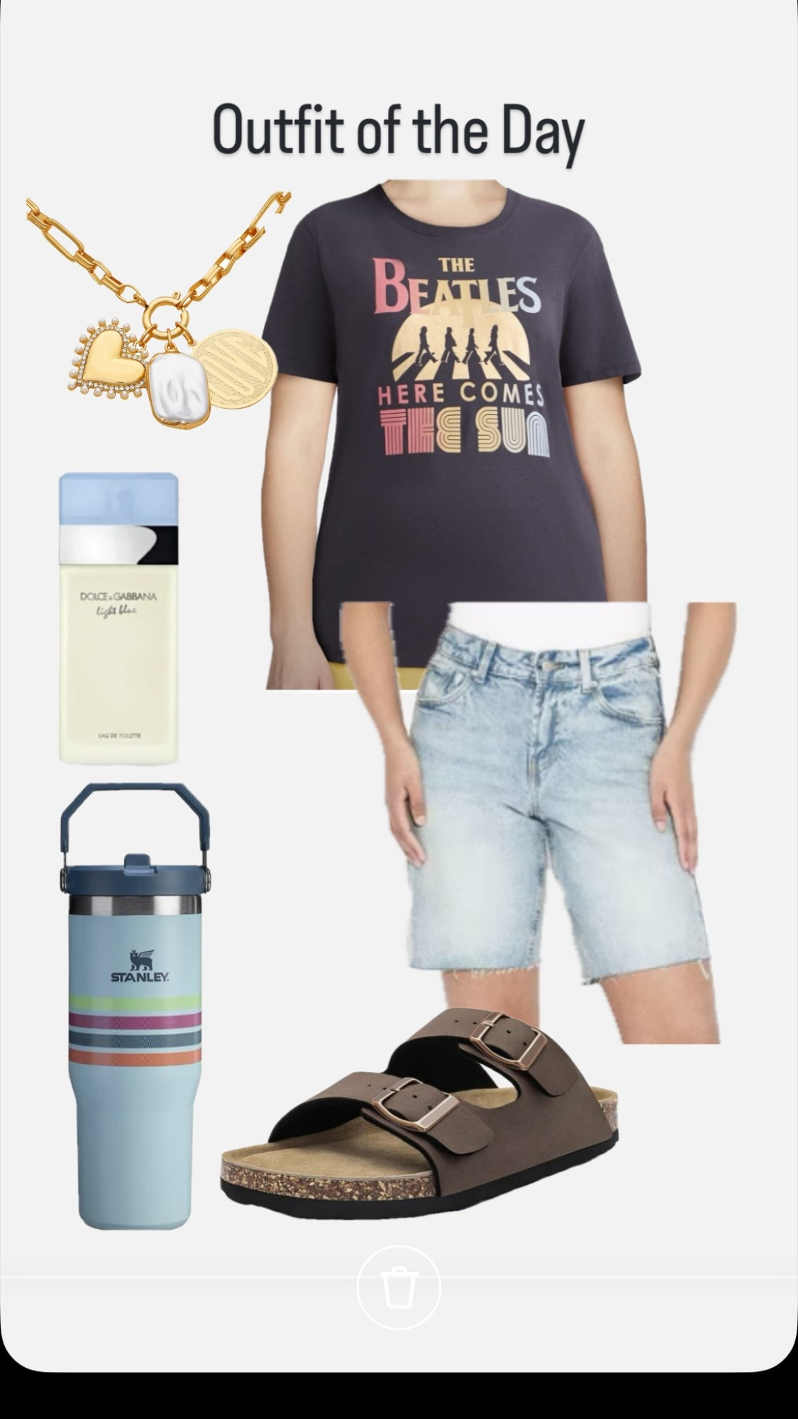 Outfit of the day. Just a normal 50+ mom/nana on vacation 
#beatles #longshorts #jeanshorts #vacation #berksandles #stanley #lightblueperfume #dolcegabbana #walmartfinds #modestshorts #denimshorts #jeanshorts 

#LTKSummerEdit #LTKOver40 #LTKFindsUnder50