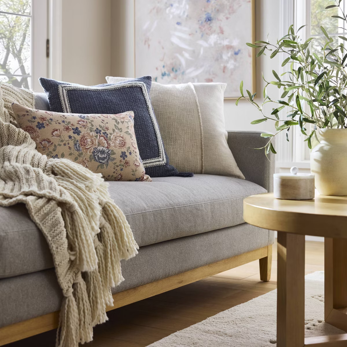 Oversized Pieced Square Throw Pillow Cream/Neutral - Threshold™ designed with Studio McGee | Target